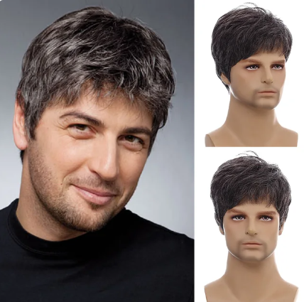 Ombre Natural Hair Wig for Men